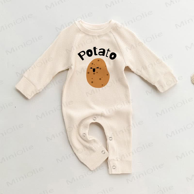 POTATO Baby Waffle Happy Potato Romper - Beige - 18-24M - image 1