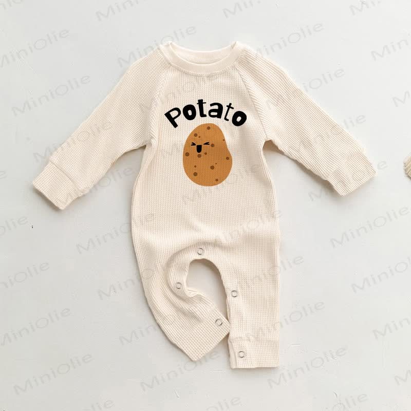 POTATO Baby Waffle Happy Potato Romper - Beige - 18-24M - image 1