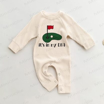 IT'S IN MY DNA Baby Waffle Golf Romper - Beige - 18-24M - image 1