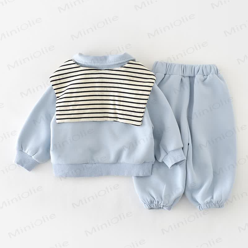 IT'S OK Baby Stripe Shawl Blue Top & Pants 2-piece Set - image 5