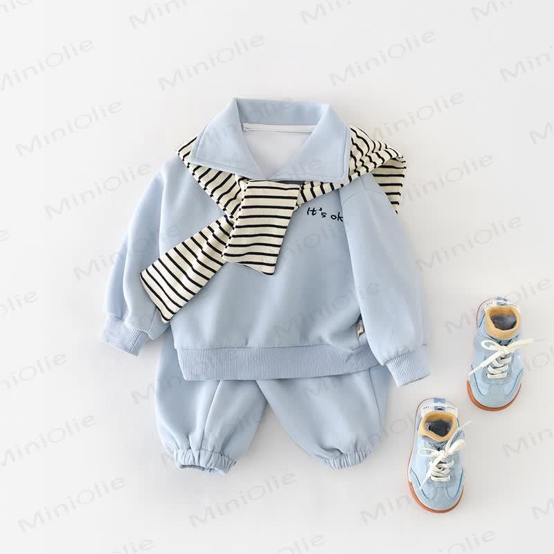 IT'S OK Baby Stripe Shawl Blue Top & Pants 2-piece Set - image 3