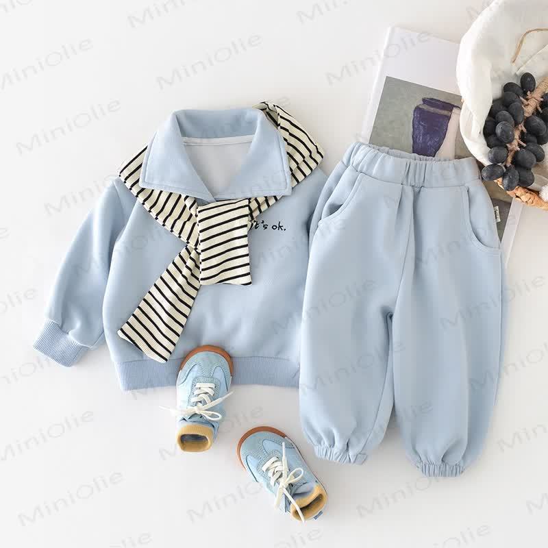 IT'S OK Baby Stripe Shawl Blue Top & Pants 2-piece Set - image 2
