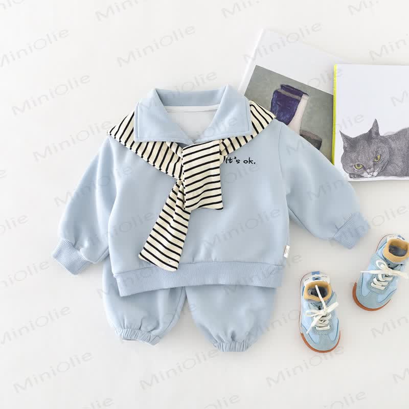 IT'S OK Baby Stripe Shawl Blue Top & Pants 2-piece Set - Blue - 2-3T - image 1
