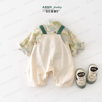 Baby Beige Tree Overalls - image 2