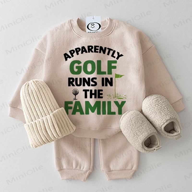 APPARENTLY GOLF RUNS IN THE FAMILY Baby 2-piece Beige Set - Beige - 2-3T - image 1