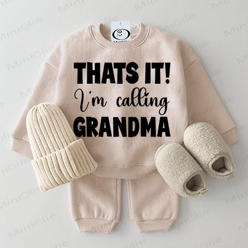 THAT'S IT! I'M CALLING GRANDMA Baby 2-piece Beige Set - Beige - 2-3T - image 1