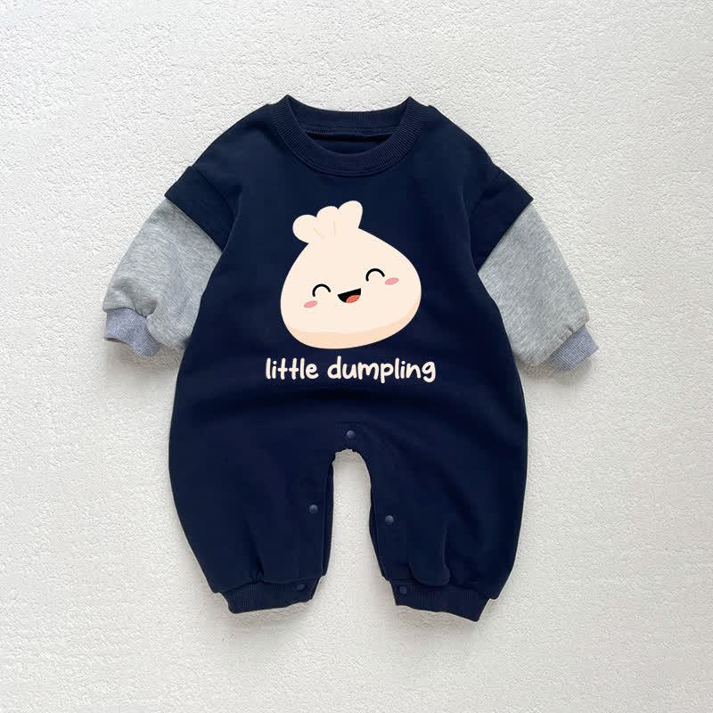 LITTLE DUMPLING Baby Toddler Dark Blue Color Block Romper - Dark Blue - 18-24M - image 1