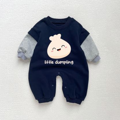LITTLE DUMPLING Baby Toddler Dark Blue Color Block Romper - Dark Blue - 18-24M - image 1