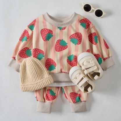 Baby Beige Stripe Strawberry 2-piece Set - image 2