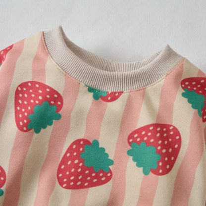 Baby Beige Stripe Strawberry 2-piece Set - image 5