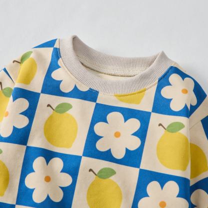 Baby Beige Plaid Lemon Flower 2-piece Set - image 5