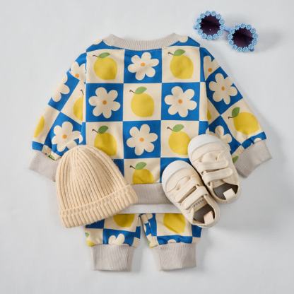 Baby Beige Plaid Lemon Flower 2-piece Set - image 3