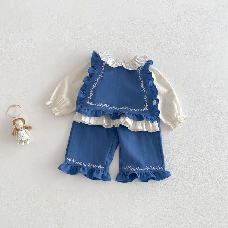 Baby Toddler Girl Solid Color Tank Top/Denim Pants/Bow Top - image 2
