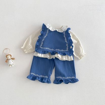Baby Toddler Girl Solid Color Tank Top/Denim Pants/Bow Top - image 2