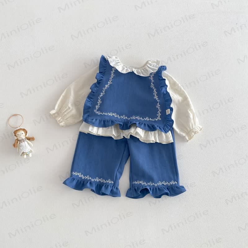Baby Toddler Girl Solid Color Tank Top/Denim Pants/Bow Top - image 2