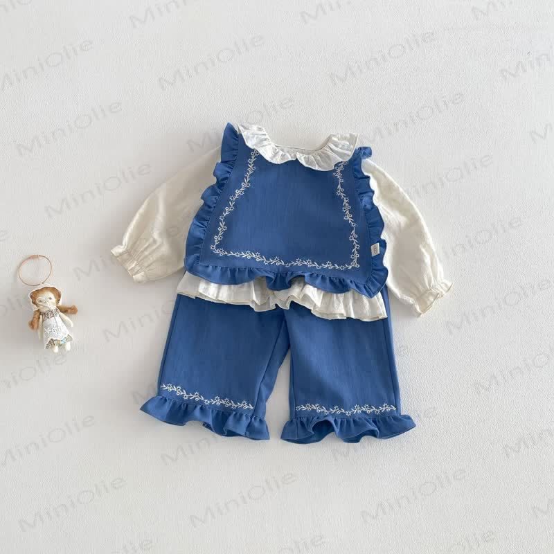 Baby Toddler Girl Solid Color Tank Top/Denim Pants/Bow Top - image 2
