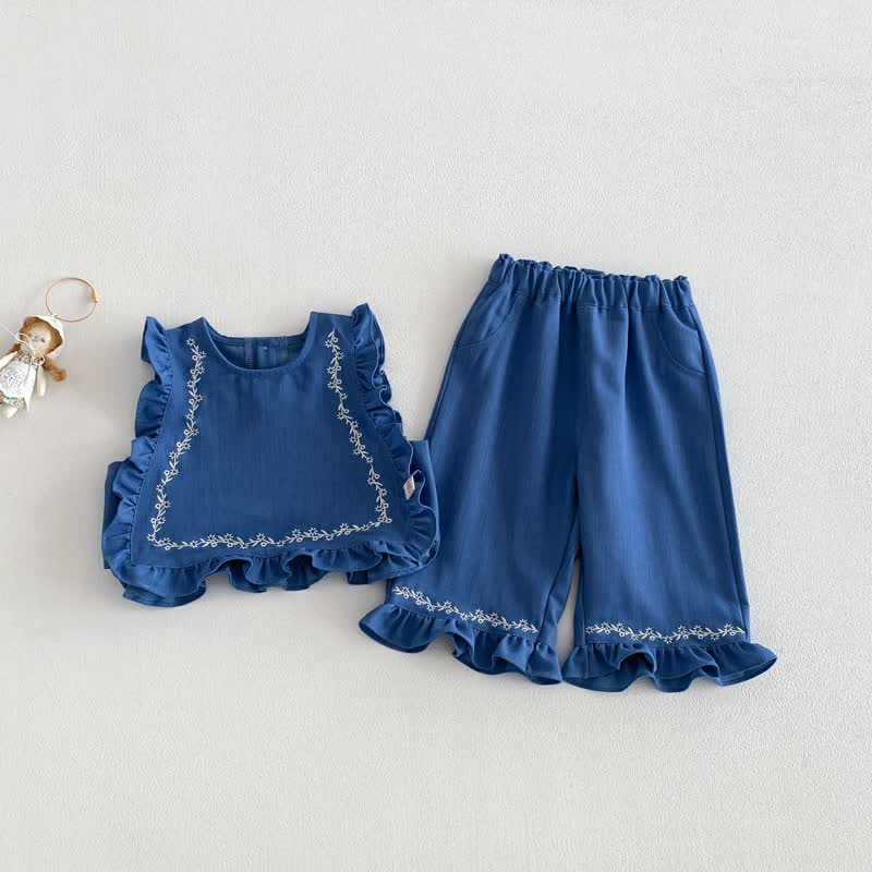 Baby Toddler Girl Solid Color Tank Top/Denim Pants/Bow Top - image 4