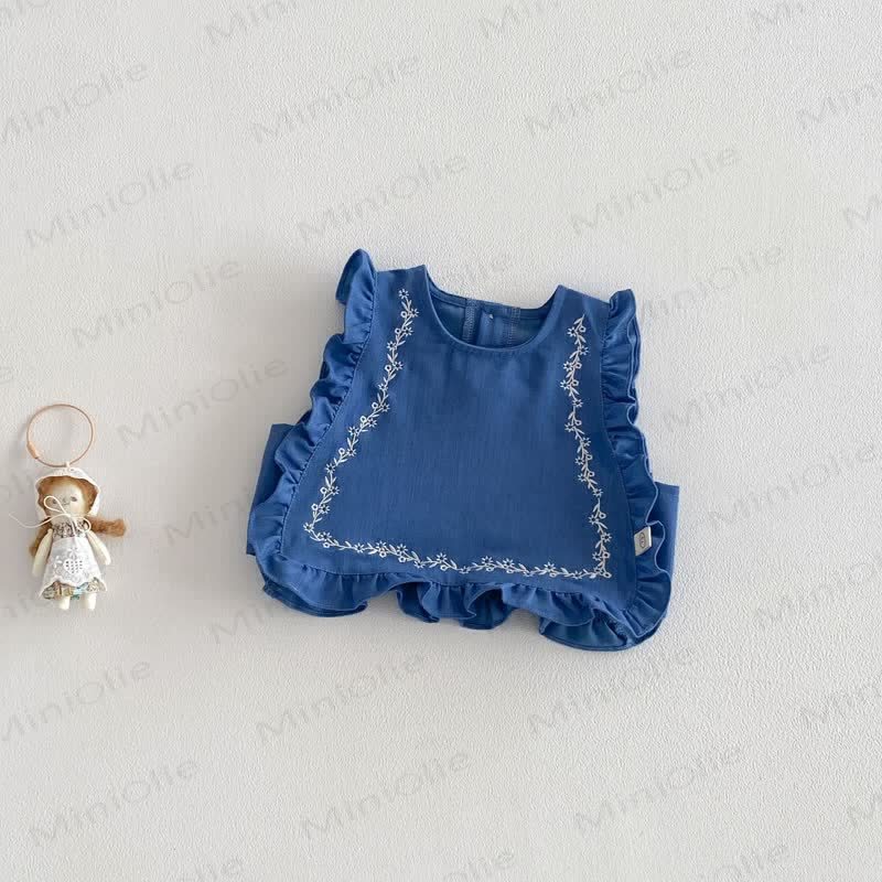 Baby Toddler Girl Solid Color Tank Top/Denim Pants/Bow Top - Blue Tank Top - 5-7T - image 6