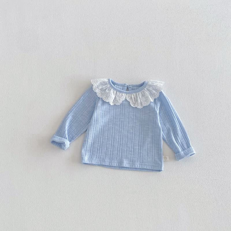 Baby Toddler Girl 2-piece Love Bow Cat Flower Overalls/Solid Color Top Set - Blue Top - 5-7T - image 7