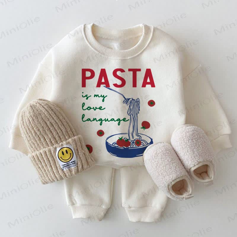 PASTA IS MY LOVE LANGUAGE Baby White Sweatshirt 2-piece Set - White - 2-3T - image 1