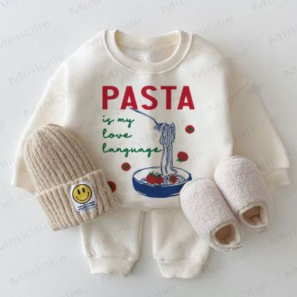 PASTA IS MY LOVE LANGUAGE Baby White Sweatshirt 2-piece Set - White - 2-3T - image 1