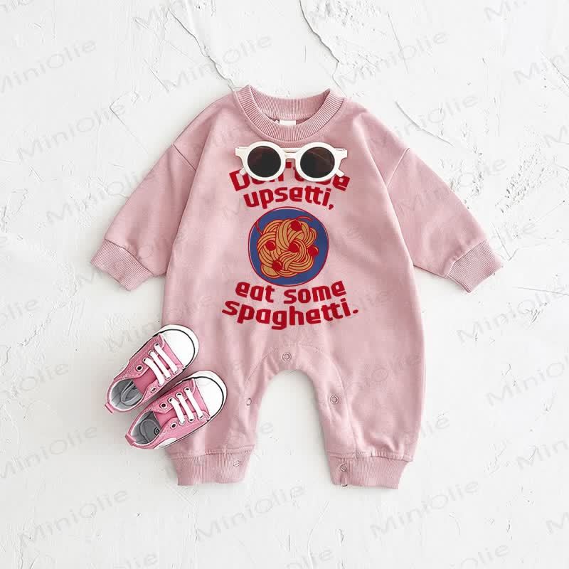 DON'T BE UPSETTI, EAT MORE SPAGHETTI. Baby Pink Romper - Pink - 2-3T - image 1