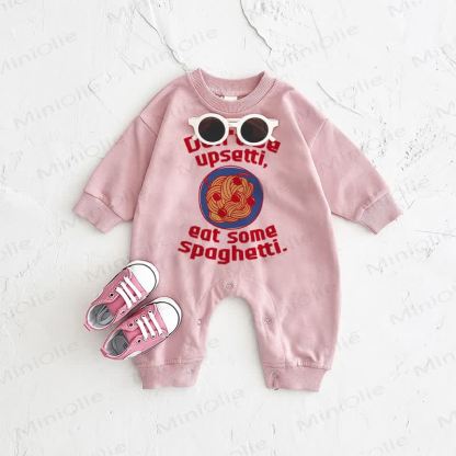 DON'T BE UPSETTI, EAT MORE SPAGHETTI. Baby Pink Romper - Pink - 2-3T - image 1