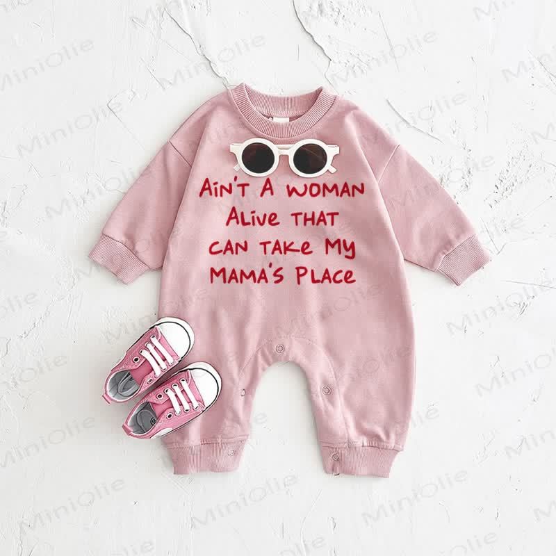 AIN'T A WOMAN ALIVE THAT CAN TAKE MY MAMA'S PLACE Baby Pink Romper - Pink - 2-3T - image 1