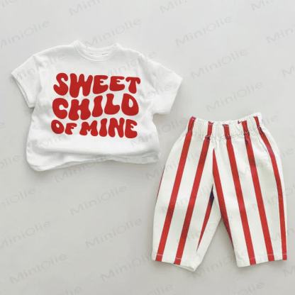 SWEET CHILD OF MINE Baby Red Vertical Striped 2-piece Set - White&Red - 2-3T - image 1
