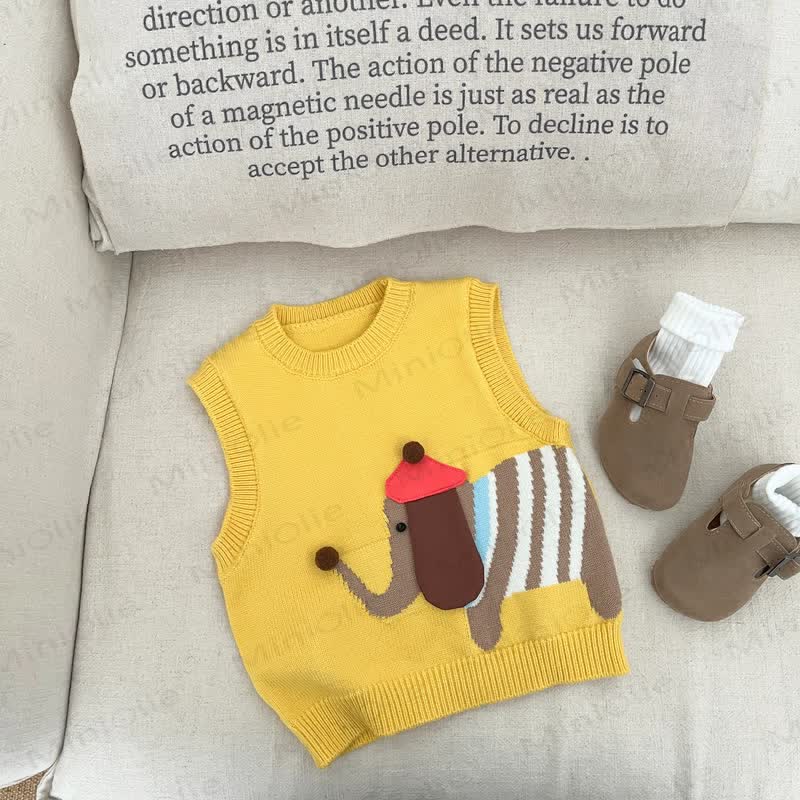 Baby Toddler Boy Knit Dog Tank Top/Beige Top/Brown Pants - Yellow Tank Top - 3-5T - image 6