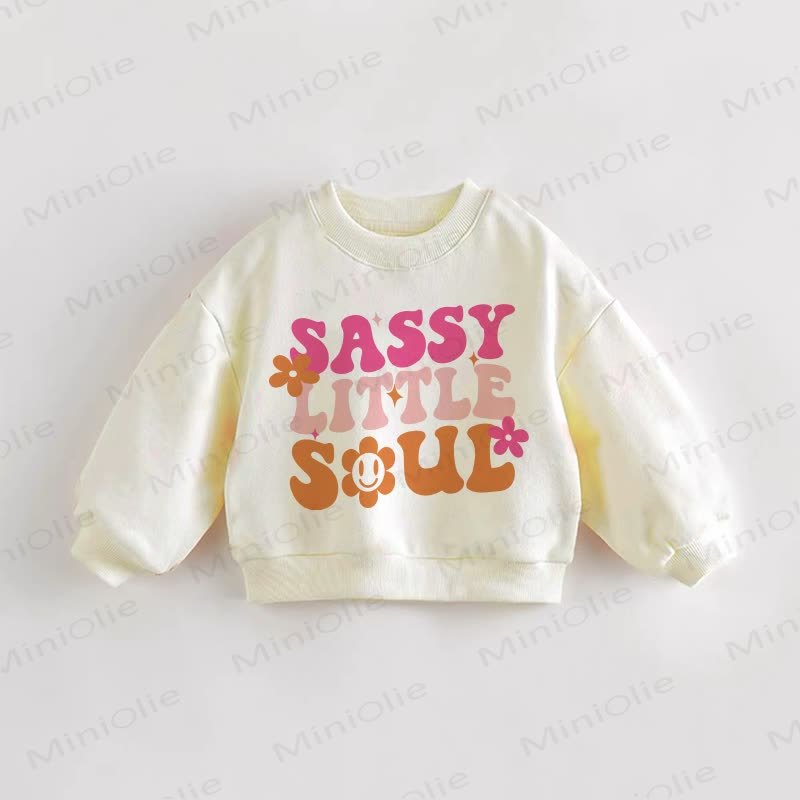 SASSY LITTLE SOUL Baby Toddler Flower Smiley Cream Sweatshirt - Cream - 3-5T - image 1
