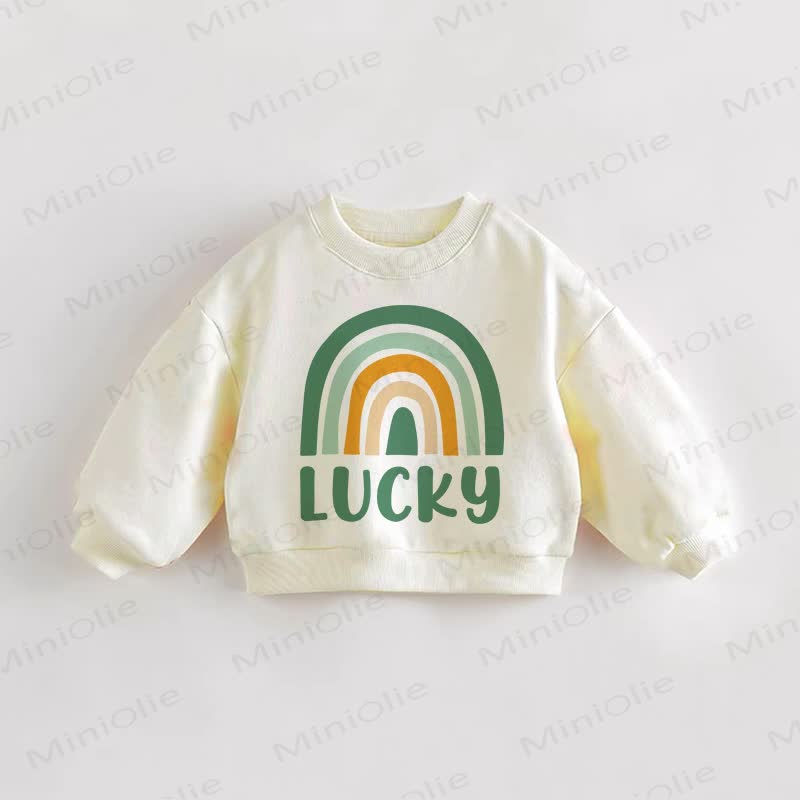 LUCKY Baby Toddler Rainbow Beige Sweatshirt - Cream - 3-5T - image 1