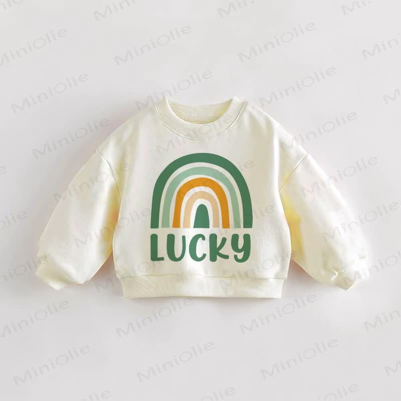 LUCKY Baby Toddler Rainbow Beige Sweatshirt - Cream - 3-5T - image 1