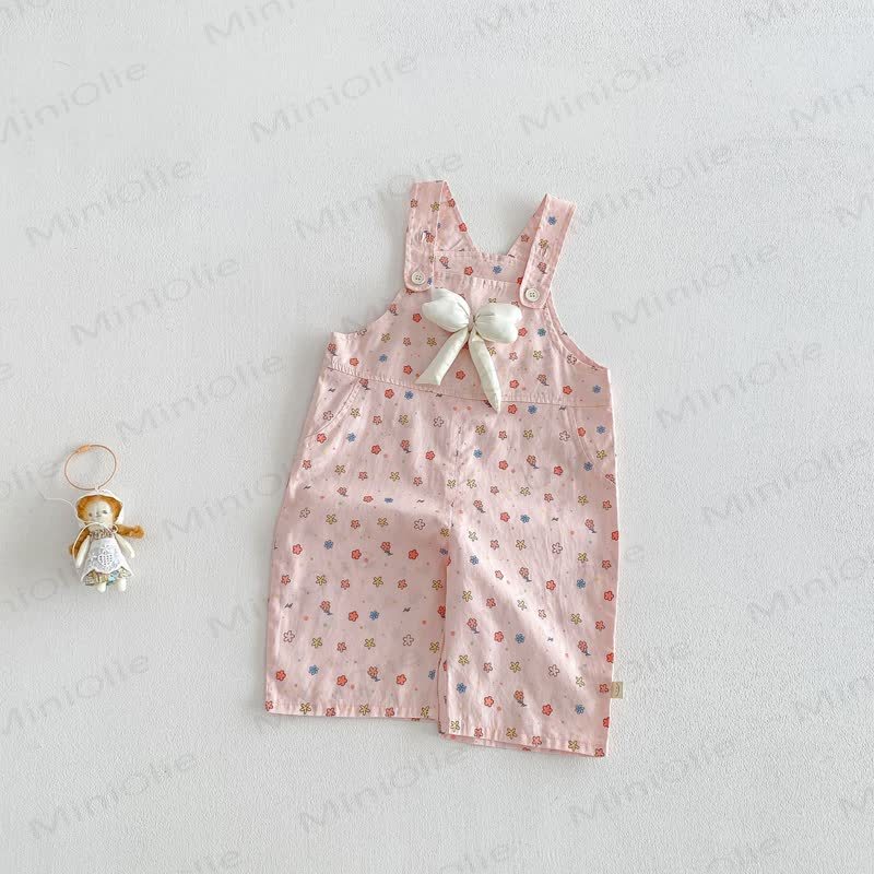 Baby Toddler Girl Bow Flower Overalls/Solid Color Lace Top - Pink Overalls - 5-7T - image 5