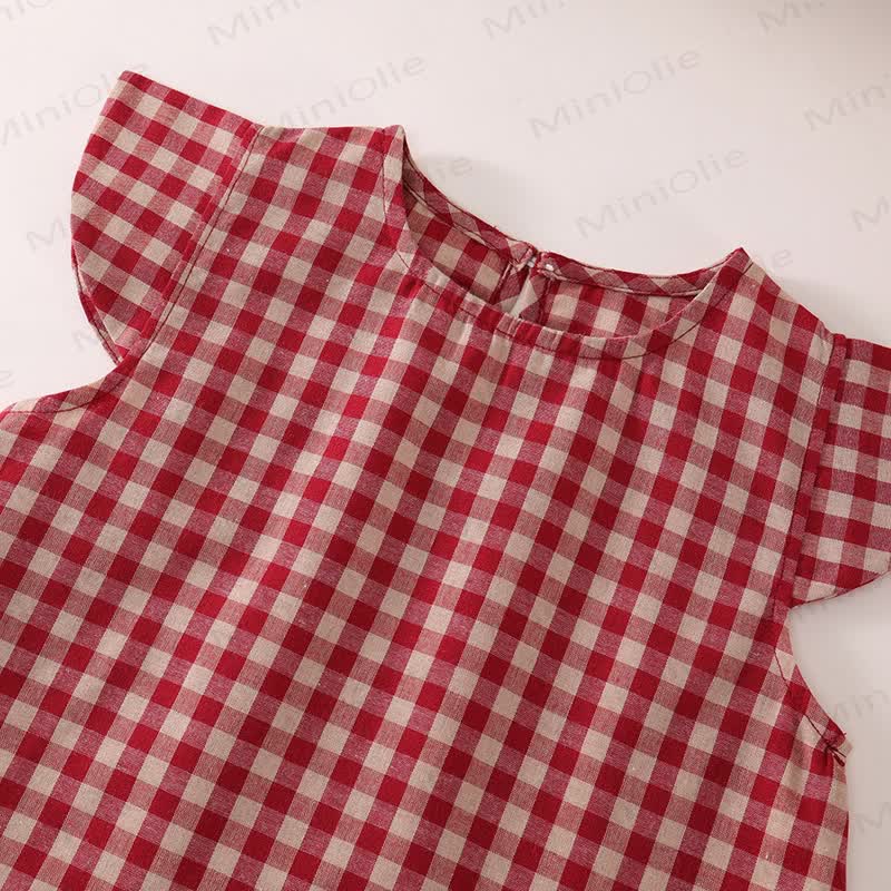 Toddler Kid Girl Plaid Flying Sleeves 2-piece Set - image 7