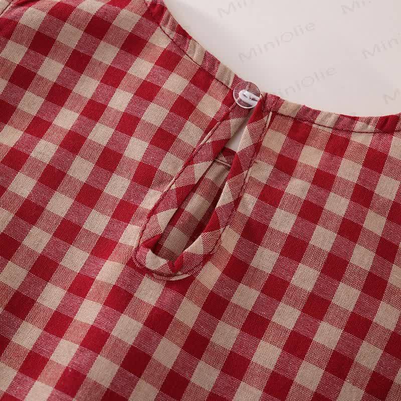 Toddler Kid Girl Plaid Flying Sleeves 2-piece Set - image 9