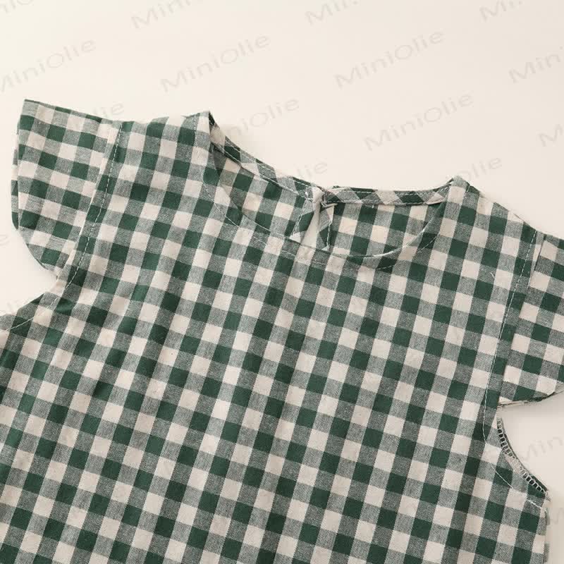 Toddler Kid Girl Plaid Flying Sleeves 2-piece Set - image 15