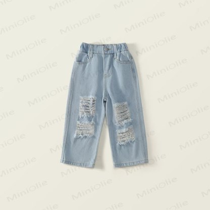 Toddler Kid Girl Denim Loose Pants - image 2