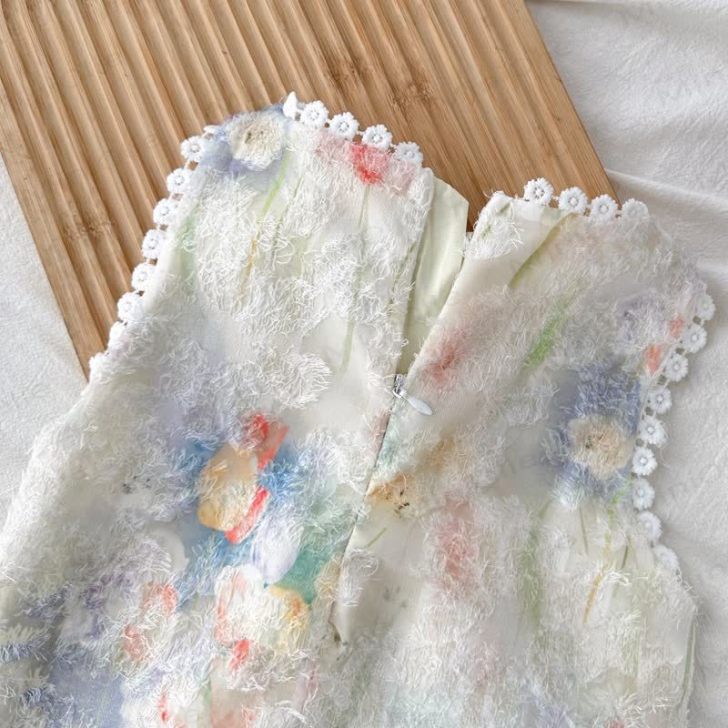 Toddler Kid Girl Beige Flower Sleeveless Dress - image 6