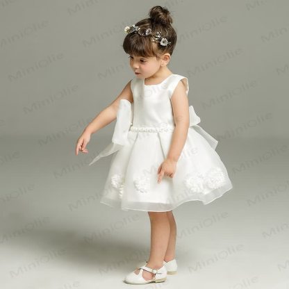 Baby Girl White Bow Flower Dress - image 2