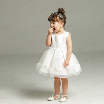 Baby Girl White Bow Flower Dress - image 3