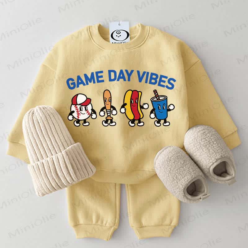 GAME DAY VIBES Baby Sweatshirt 2-piece Yellow Set - Yellow - 2-3T - image 1