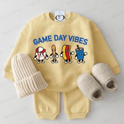 GAME DAY VIBES Baby Sweatshirt 2-piece Yellow Set - Yellow - 2-3T - image 1