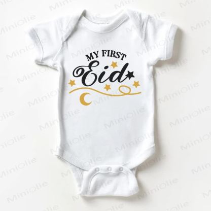 MY FIRST EID Baby White Star Bodysuit - White - 18-24M - image 1