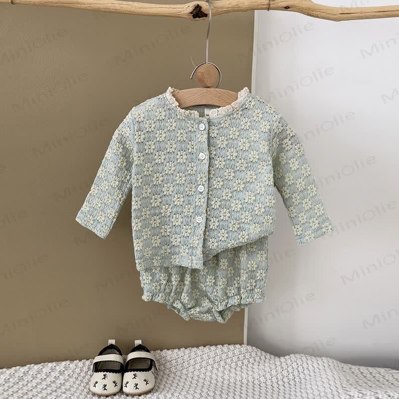 Baby Girl Embroidered Flower 2-piece Knit Set - image 4