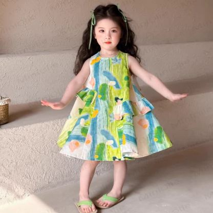 Toddler Kid Girl Color Block Flower Sleeveless Dress - image 4