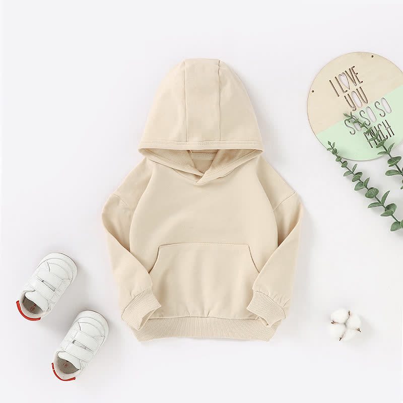 Baby Toddler Solid Color Cotton Hoodie - Beige - 3T - image 6
