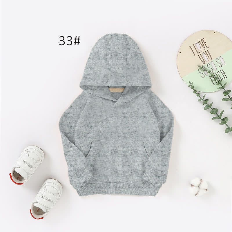 Baby Toddler Solid Color Cotton Hoodie - Grey - 3T - image 8