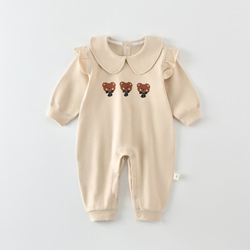 Baby Flutter Sleeves Bear Beige Romper - Beige - 18-24M - image 1