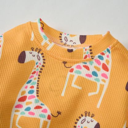 Baby Toddler Giraffe Waffle Sweatshirt 2-piece Set - image 4